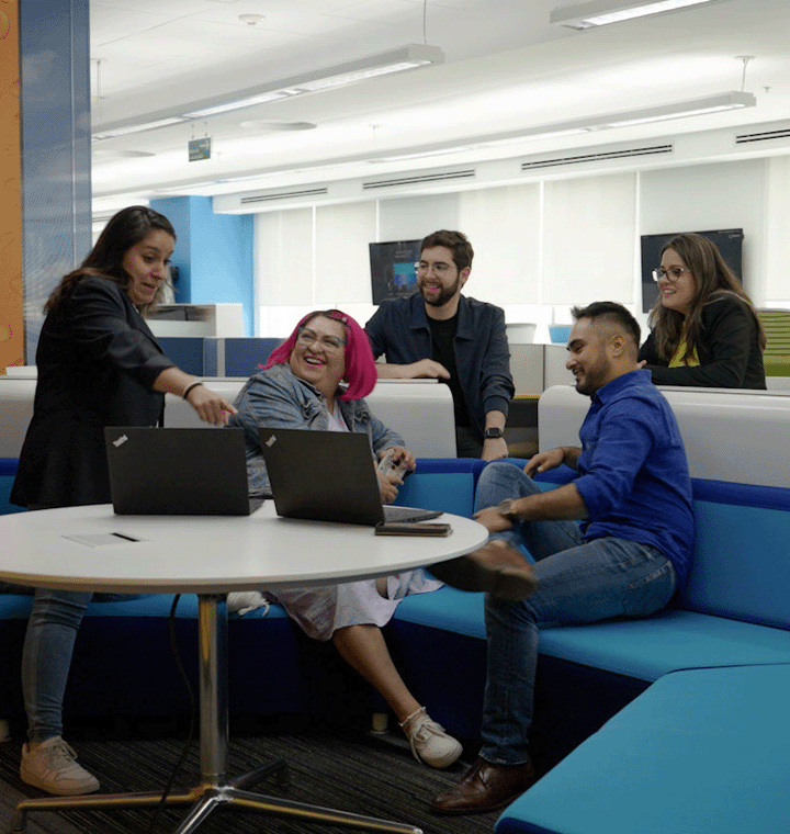 Employees working together in an office